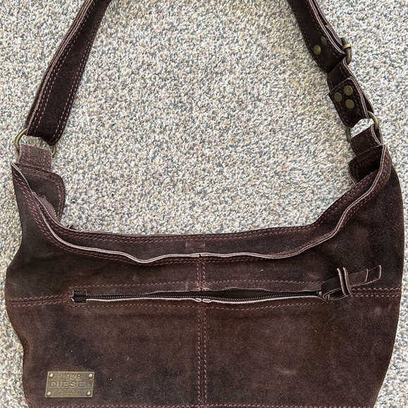 RARE Y2K Diesel Brown Suede “Hobo” Style Shoulder Bag - Picture 3 of 5